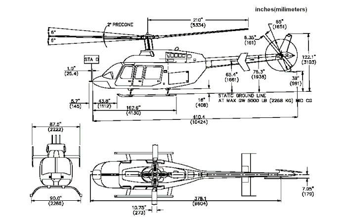 Bell 206 чертеж